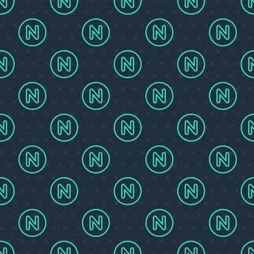 Green line Compass north icon isolated seamless pattern on blue background 스톡 일러스트