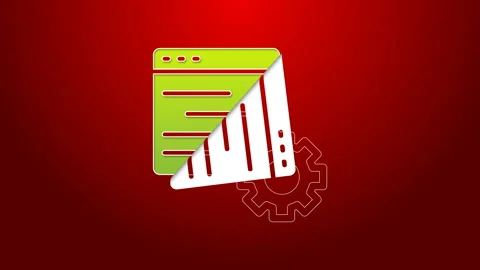 Green line Computer api interface icon isolated on red background. Application Stock Footage 144030470