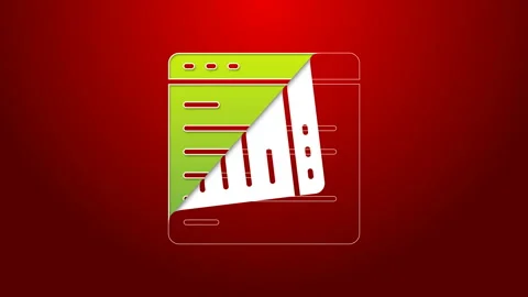 Green line Computer api interface icon isolated on red background. Application Stock Footage 144030604