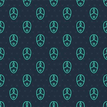 Green line Computer mouse gaming icon isolated seamless pattern on blue Stock Illustration