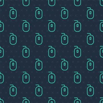 Green line Computer mouse gaming icon isolated seamless pattern on blue backg Illustrazione stock