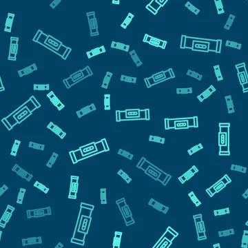 Green line Construction bubble level icon isolated seamless pattern on blue イラスト素材