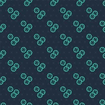 Green line Cookie or biscuit with chocolate icon isolated seamless pattern on Stock Illustration