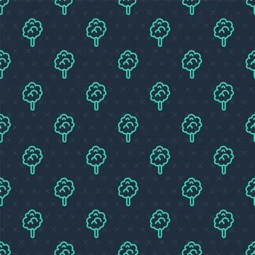 Green line Cotton candy icon isolated seamless pattern on blue background. .. Stock Illustration