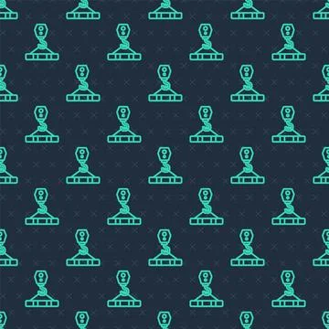 Green line Crane hook icon isolated seamless pattern on blue background Illustrazione stock