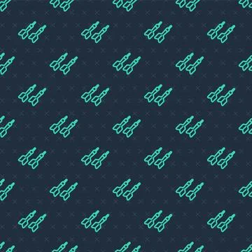 Green line Dart arrow icon isolated seamless pattern on blue background.  V.. Stock Illustration