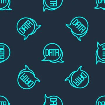 Green line Data analysis icon isolated seamless pattern on blue background. B Illustrazione stock