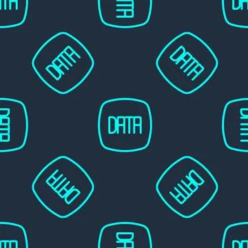 Green line Data analysis icon isolated seamless pattern on blue background... Stock Illustration