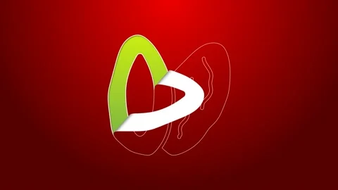Green line Date fruit icon isolated on red background. 4K Video motion graphic Stock Footage 156373196