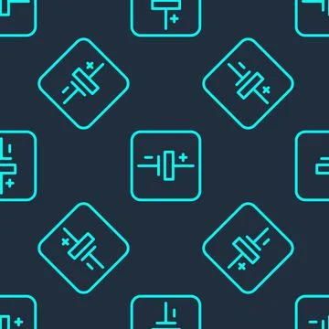 Green line DC voltage source icon isolated seamless pattern on blue backgro.. Illustrazione stock