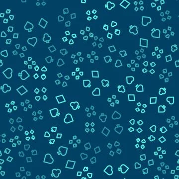 Green line Deck of playing cards icon isolated seamless pattern on blue Stock Illustration