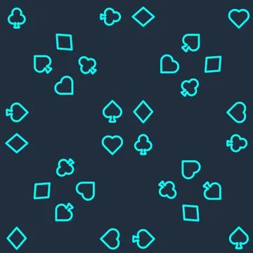 Green line Deck of playing cards icon isolated seamless pattern on blue Stock Illustration
