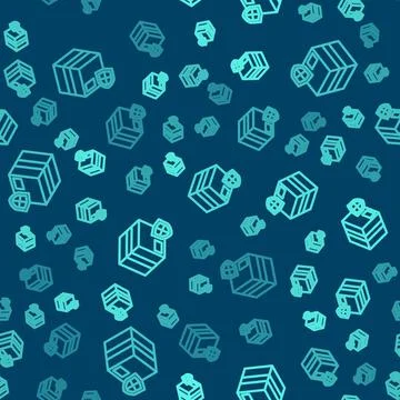 Green line Delivery security with shield icon isolated seamless pattern on bl Stock Illustration