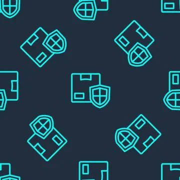 Green line Delivery security with shield icon isolated seamless pattern on .. Stock Illustration