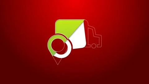 Green line Delivery tracking icon isolated on red background. Parcel tracking Stock Footage 156382356