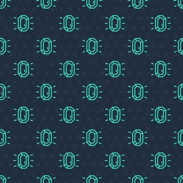 Green line Diamond icon isolated seamless pattern on blue background. Jewelry 스톡 일러스트
