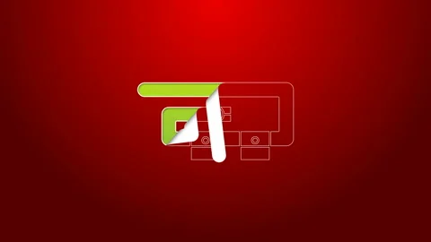 Green line Diving belt icon isolated on red background. Scuba gear. Diving Video stock 143603341