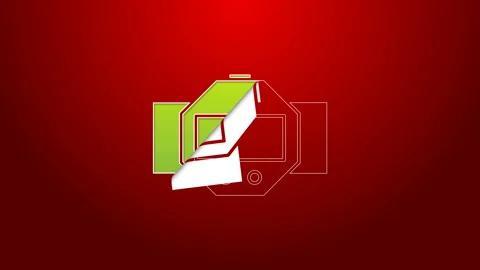 Green line Diving watch icon isolated on red background. Diving underwater 스톡 동영상 143603780