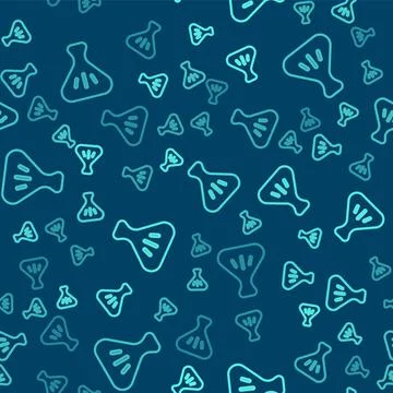 Green line Dumpling icon isolated seamless pattern on blue background イラスト素材
