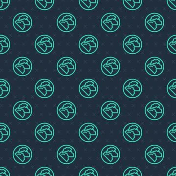 Green line Dumpling icon isolated seamless pattern on blue background Stock Illustration