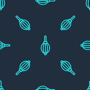 Green line Dust blower icon isolated seamless pattern on blue background. Air Stock Illustration