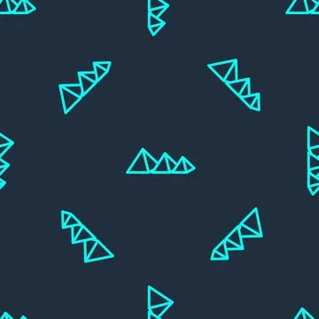 Green line Egypt pyramids icon isolated seamless pattern on blue background.. Stock Illustration