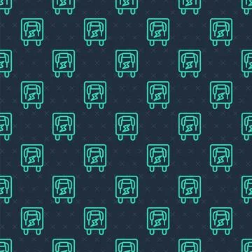 Green line Electrical panel icon isolated seamless pattern on blue background Stockillustratie