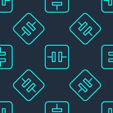 Green line Electrolytic capacitor icon isolated seamless pattern on blue ba.. Stock Illustration