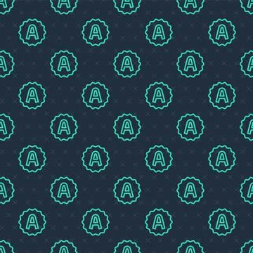 Green line Exam sheet with A plus grade icon isolated seamless pattern on blue 스톡 일러스트