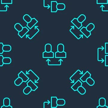 Green line Exchange work icon isolated seamless pattern on blue background... Illustrazione stock