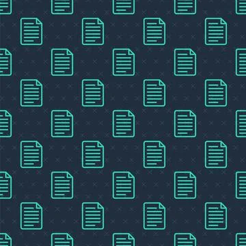 Green line File document icon isolated seamless pattern on blue background イラスト素材