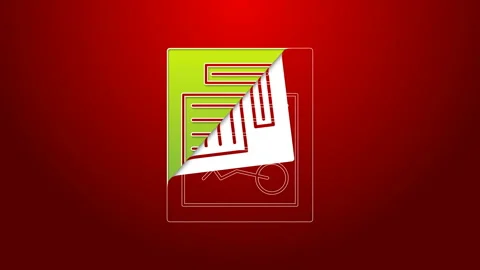 Green line Filled form icon isolated on red background. File icon. Checklist Stock Footage 143602227