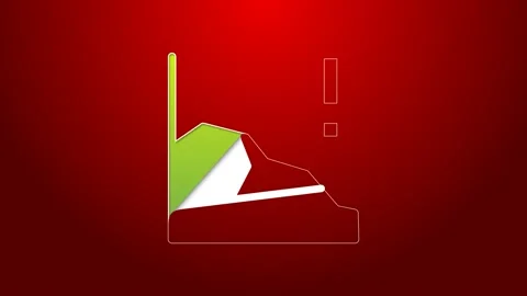 Green line Financial growth decrease icon isolated on red background. Increasing Stock Footage 156383957