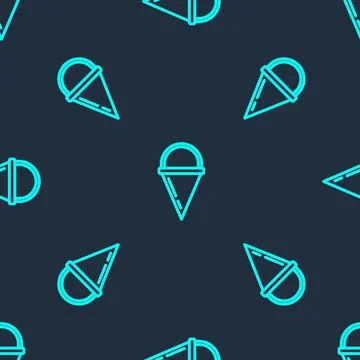 Green line Fire cone bucket icon isolated seamless pattern on blue background Stockillustratie