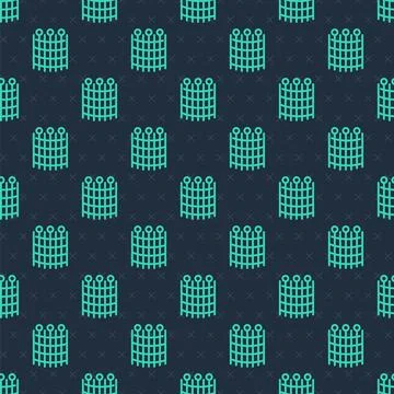 Green line Fishing net pattern icon isolated seamless pattern on blue background Illustrazione stock
