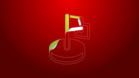 Green line Flag icon isolated on red background. Victory, winning and conquer Stock Footage 156383375
