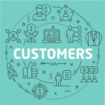 Green Line Flat Circle illustration customers Stock Illustration
