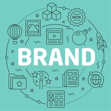 Green Line Flat Circle illustration brand Stock Illustration