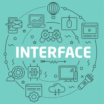 Green Line Flat Circle illustration interface Stock Illustration