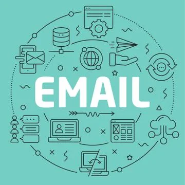 Green Line Flat Circle illustration email Stock Illustration