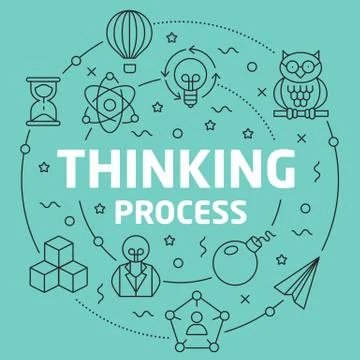 Green Line Flat Circle illustration thinking process Stock Illustration
