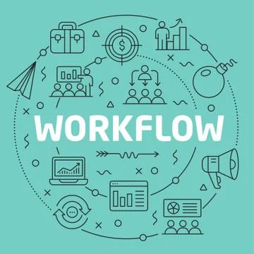Green Line Flat Circle illustration workflow Stock Illustration