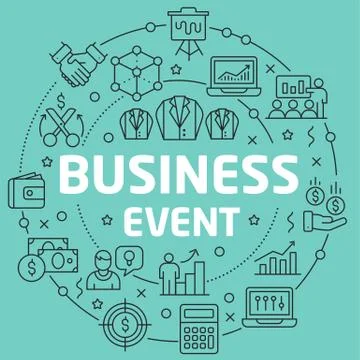 Green Line Flat Circle illustration business event Stock Illustration