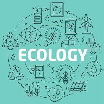 Green Line Flat Circle illustration ecology Stock Illustration