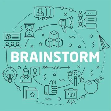 Green Line Flat Circle illustration brainstorm Stock Illustration