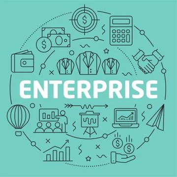 Green Line Flat Circle illustration enterprise Stock Illustration