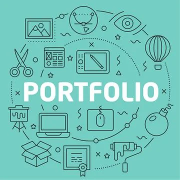 Green Line Flat Circle illustration portfolio Stock Illustration