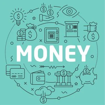 Green Line Flat Circle illustration money Stock Illustration
