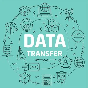 Green Line Flat Circle illustration data transfer Stock Illustration