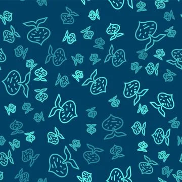 Green line Fresh beet with leaf icon isolated seamless pattern on blue Stock Illustration